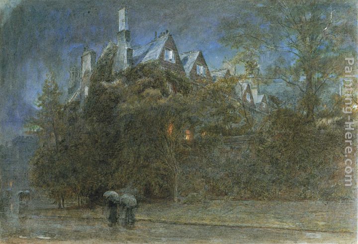 View from the Entrance to Meadow Building, Christchurch College, Oxford painting - Albert Goodwin View from the Entrance to Meadow Building, Christchurch College, Oxford art painting